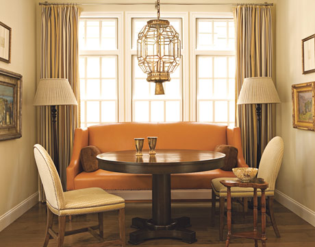 Orange Leather Banquette