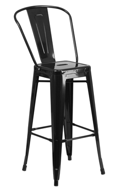 Andy Glossy Black Metal Barstool