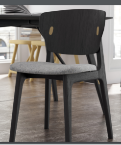 Elan Ebony Dining Chair with Gray Wool Upholstered Seat