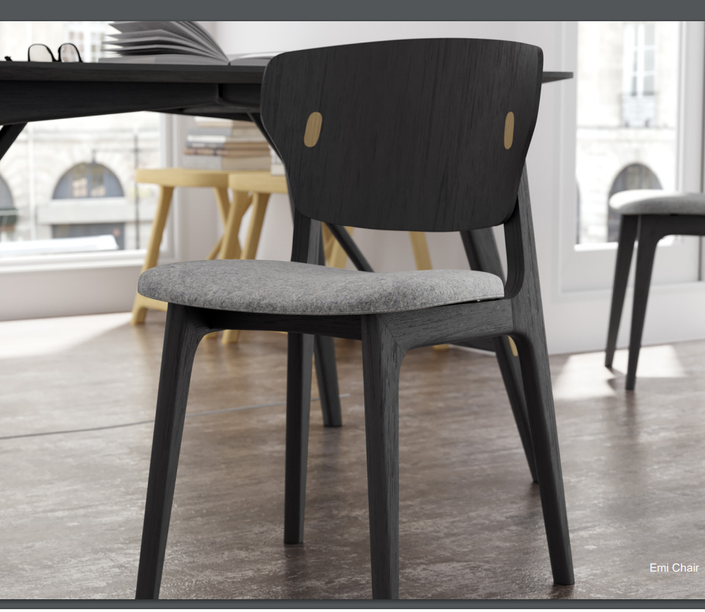 Elan Ebony Dining Chair with Gray Wool Upholstered Seat
